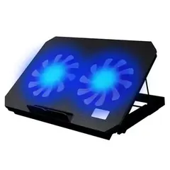 Laptop Adjustable Cooling Pad Stand Dual Fan Black - N99 F2 - Rokomari